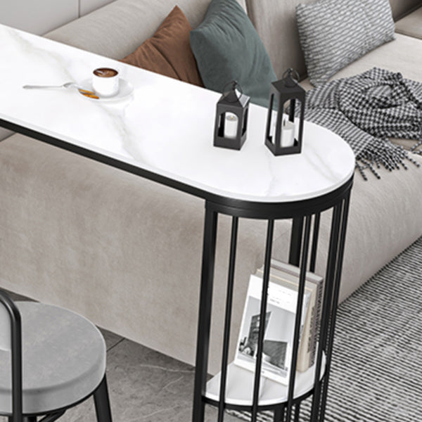 Free Form Double Pedestal Bar Dining Table Modern Stone and Metal Bar Table Clearhalo 'Bar Furniture' 'Bar Tables' 'bar_tables' 'furn' 'furn_bar_tables' 'Furniture' 'Kitchen & Dining Furniture' 7031148
