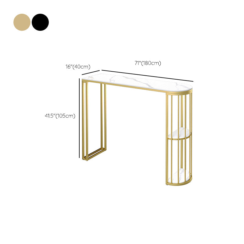 Free Form Double Pedestal Bar Dining Table Modern Stone and Metal Bar Table Clearhalo 'Bar Furniture' 'Bar Tables' 'bar_tables' 'furn' 'furn_bar_tables' 'Furniture' 'Kitchen & Dining Furniture' 7031153