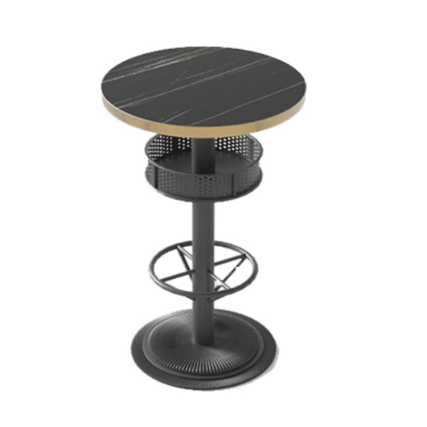 Industrial Style Bar Height Table Black Colour Bar Dining Table for Indoor Wood Round Without Chairs Clearhalo 'Bar Furniture' 'Bar Tables' 'bar_tables' 'furn' 'furn_bar_tables' 'Furniture' 'Kitchen & Dining Furniture' 7031163