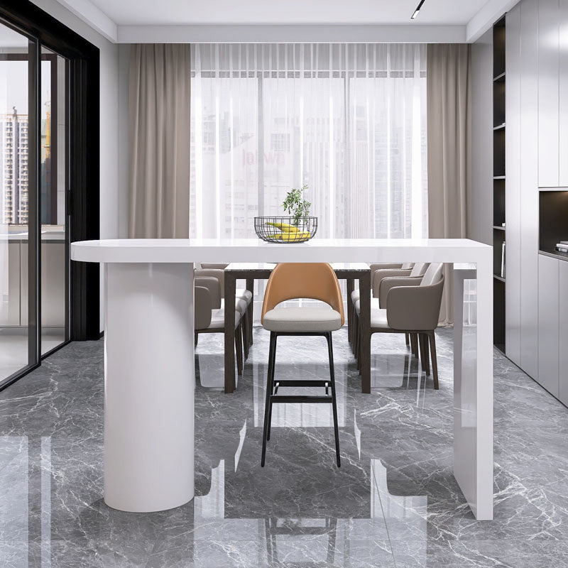 White Colour Bar Wine Table Wooden Counter Wine Table with Double Pedestal Base Clearhalo 'Bar Furniture' 'Bar Tables' 'bar_tables' 'furn' 'furn_bar_tables' 'Furniture' 'Kitchen & Dining Furniture' 7031194