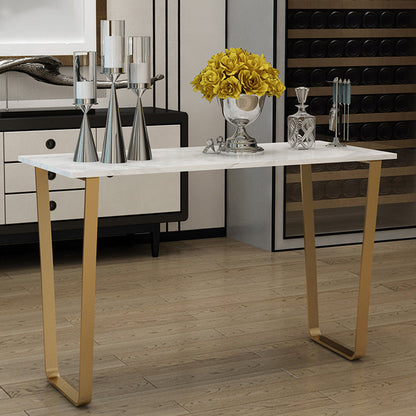 Glam Indoor Bar Dining Table White Marble Rectangle Counter Table Without Chairs Clearhalo 'Bar Furniture' 'Bar Tables' 'bar_tables' 'furn' 'furn_bar_tables' 'Furniture' 'Kitchen & Dining Furniture' 7031276