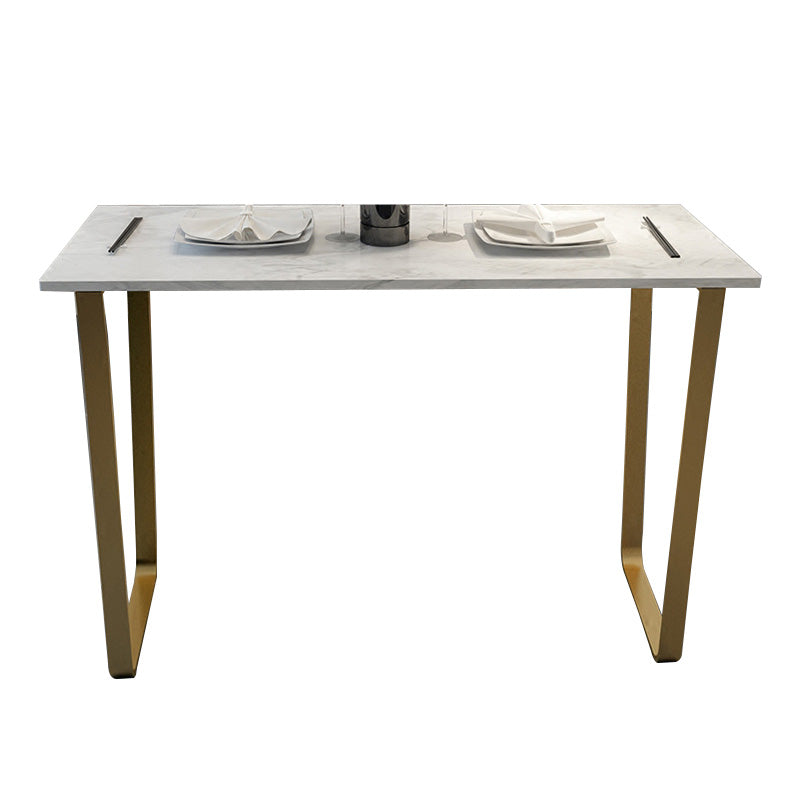 Glam Indoor Bar Dining Table White Marble Rectangle Counter Table Clearhalo 'Bar Furniture' 'Bar Tables' 'bar_tables' 'furn' 'furn_bar_tables' 'Furniture' 'Kitchen & Dining Furniture' 7031280