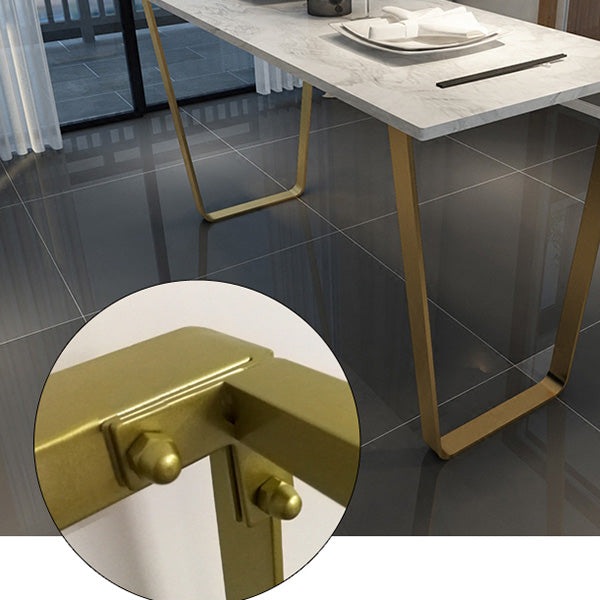 Glam Indoor Bar Dining Table White Marble Rectangle Counter Table Clearhalo 'Bar Furniture' 'Bar Tables' 'bar_tables' 'furn' 'furn_bar_tables' 'Furniture' 'Kitchen & Dining Furniture' 7031283