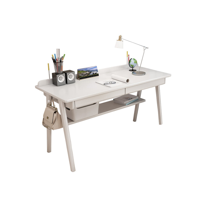 2 Drawers Task Desk Rectangular Shaped Office Desk in Natural/White/Brown Clearhalo 'furn' 'furn_office_desk' 'Furniture' 'Office Desks' 'Office Furniture' 'office_desk' 7033382