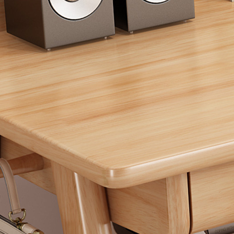 2 Drawers Task Desk Rectangular Shaped Office Desk in Natural/White/Brown Clearhalo 'furn' 'furn_office_desk' 'Furniture' 'Office Desks' 'Office Furniture' 'office_desk' 7033384