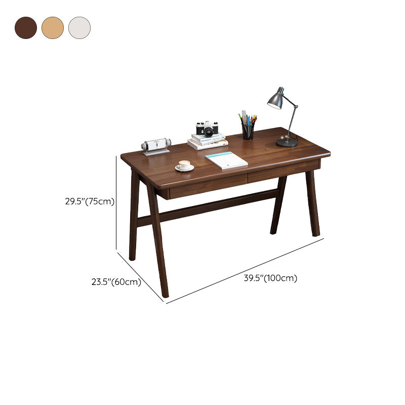 2 Drawers Task Desk Rectangular Shaped Office Desk in Natural/White/Brown Clearhalo 'furn' 'furn_office_desk' 'Furniture' 'Office Desks' 'Office Furniture' 'office_desk' 7033392