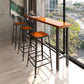 Solid Wood Dining Stool Modern Bar Stool with Black Metal Base