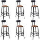 Solid Wood Dining Stool Modern Bar Stool with Black Metal Base