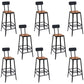 Solid Wood Dining Stool Modern Bar Stool with Black Metal Base