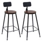 Solid Wood Dining Stool Modern Bar Stool with Black Metal Base