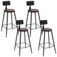 Solid Wood Dining Stool Modern Bar Stool with Black Metal Base