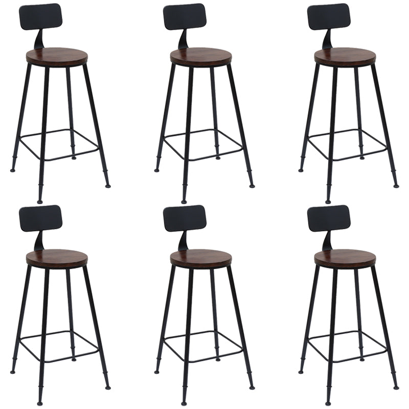 Solid Wood Dining Stool Modern Bar Stool with Black Metal Base
