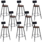 Solid Wood Dining Stool Modern Bar Stool with Black Metal Base