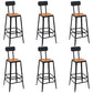 Solid Wood Dining Stool Modern Bar Stool with Black Metal Base