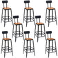 Solid Wood Dining Stool Modern Bar Stool with Black Metal Base