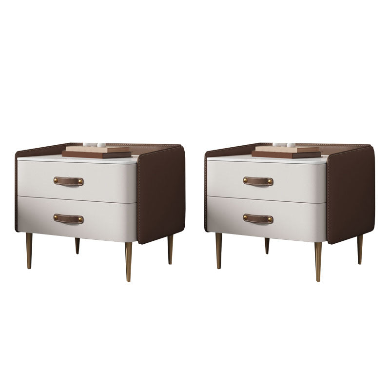 Modernisme 2 laden nachttafel gouden/zwarte benen bed nachtkastje voor slaapkamer