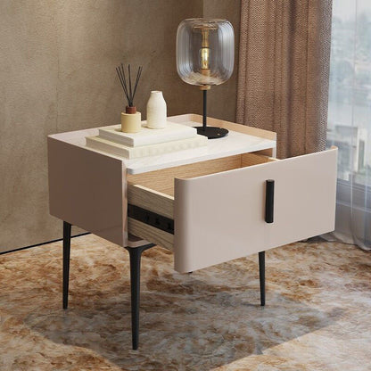 Contemporary Night Table Storage Accent Table Nightstand with 1 Drawer Apricot 1 Piece Clearhalo 'Bedroom Furniture' 'furn' 'furn_night_stand' 'Furniture' 'night_stand' 'Nightstands' 7034511