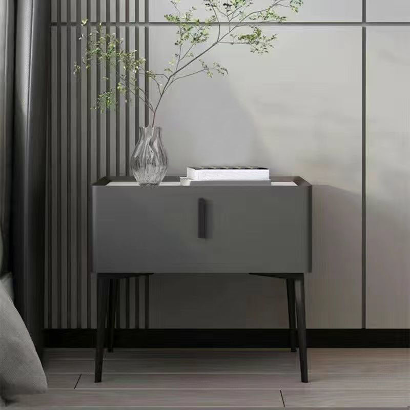 Contemporary Night Table Storage Accent Table Nightstand with 1 Drawer Dark Gray 1 Piece Clearhalo 'Bedroom Furniture' 'furn' 'furn_night_stand' 'Furniture' 'night_stand' 'Nightstands' 7034515