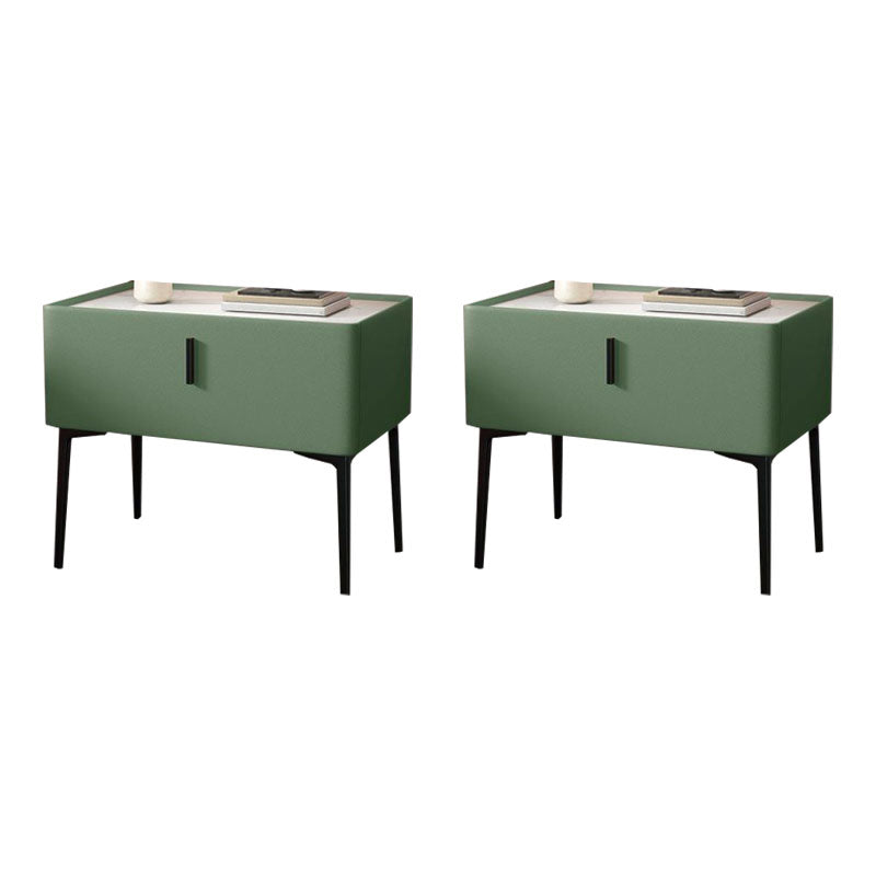 Contemporary Night Table Storage Accent Table Nightstand with 1 Drawer Green 2 Piece Set Clearhalo 'Bedroom Furniture' 'furn' 'furn_night_stand' 'Furniture' 'night_stand' 'Nightstands' 7034520