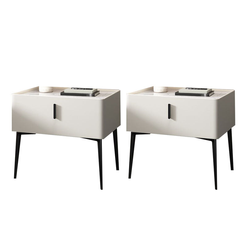 Contemporary Night Table Storage Accent Table Nightstand with 1 Drawer White 2 Piece Set Clearhalo 'Bedroom Furniture' 'furn' 'furn_night_stand' 'Furniture' 'night_stand' 'Nightstands' 7034523