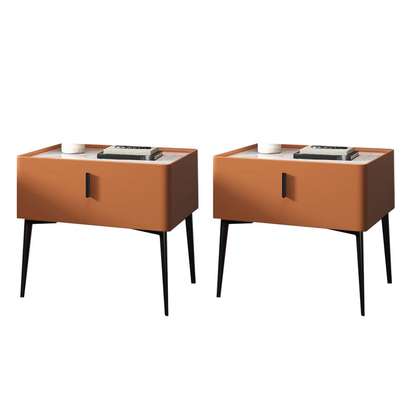 Contemporary Night Table Storage Accent Table Nightstand with 1 Drawer Orange 2 Piece Set Clearhalo 'Bedroom Furniture' 'furn' 'furn_night_stand' 'Furniture' 'night_stand' 'Nightstands' 7034525