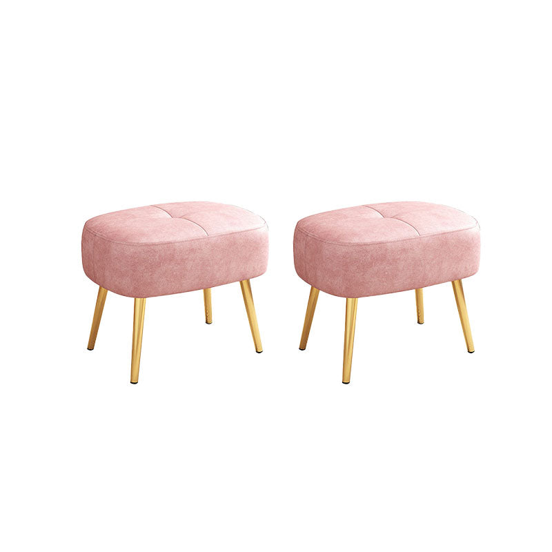 Solid Color Leather Standard Stool Modern Style Simple Household Rectangular Stool Pink 2 Piece Set Clearhalo 'furn' 'furn_ottomans_poufs' 'Furniture' 'Living Room Furniture' 'Ottomans & Poufs' 'ottomans_poufs' 7034574