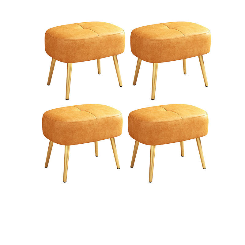 Solid Color Leather Standard Stool Modern Style Simple Household Rectangular Stool Orange 4 Piece Set Clearhalo 'furn' 'furn_ottomans_poufs' 'Furniture' 'Living Room Furniture' 'Ottomans & Poufs' 'ottomans_poufs' 7034583