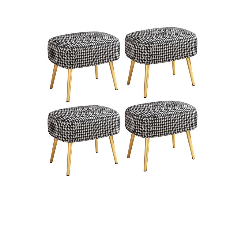 Solid Color Leather Standard Stool Modern Style Simple Household Rectangular Stool Houndstooth pattern 4 Piece Set Clearhalo 'furn' 'furn_ottomans_poufs' 'Furniture' 'Living Room Furniture' 'Ottomans & Poufs' 'ottomans_poufs' 7034592