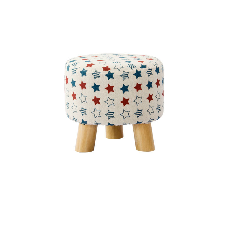 Cotton Standard Stool Modern Style Simple Household Round Stool Blue White 1 Piece Clearhalo 'furn' 'furn_ottomans_poufs' 'Furniture' 'Living Room Furniture' 'Ottomans & Poufs' 'ottomans_poufs' 7034595