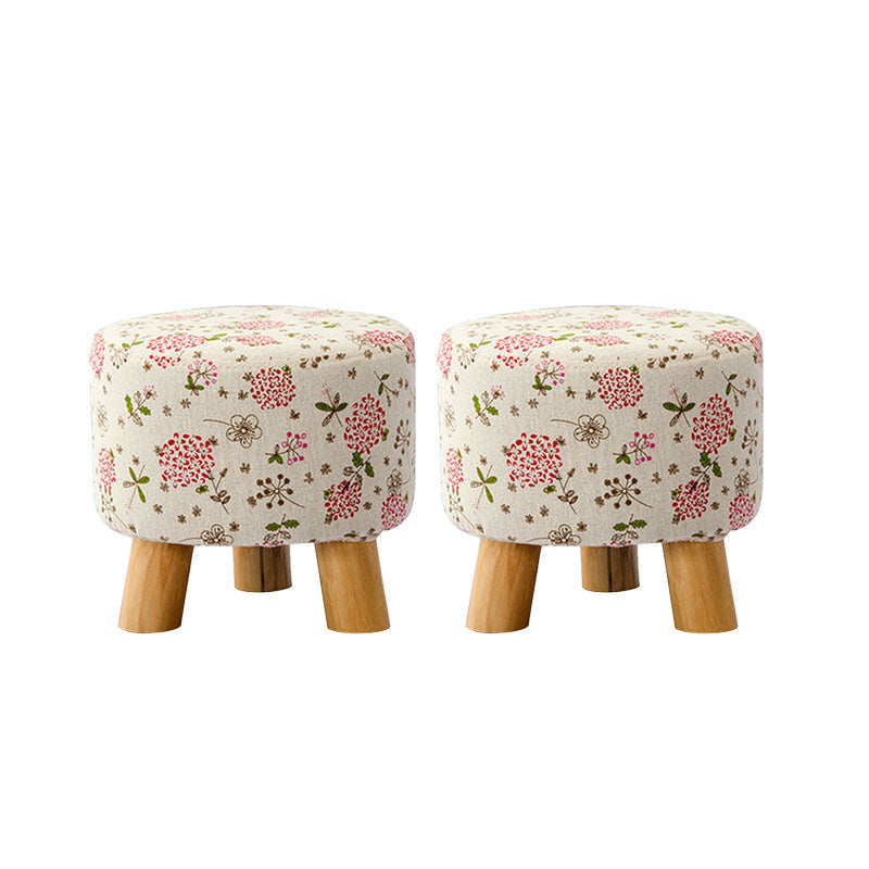 Cotton Standard Stool Modern Style Simple Household Round Stool Pink 2 Piece Set Clearhalo 'furn' 'furn_ottomans_poufs' 'Furniture' 'Living Room Furniture' 'Ottomans & Poufs' 'ottomans_poufs' 7034603