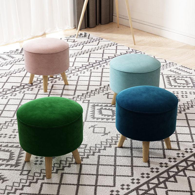 Solid Color Flannel Standard Stool Modern Style Simple Household Round Stool Clearhalo 'furn' 'furn_ottomans_poufs' 'Furniture' 'Living Room Furniture' 'Ottomans & Poufs' 'ottomans_poufs' 7034623