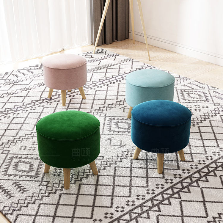 Solid Color Flannel Standard Stool Modern Style Simple Household Round Stool Clearhalo 'furn' 'furn_ottomans_poufs' 'Furniture' 'Living Room Furniture' 'Ottomans & Poufs' 'ottomans_poufs' 7034629