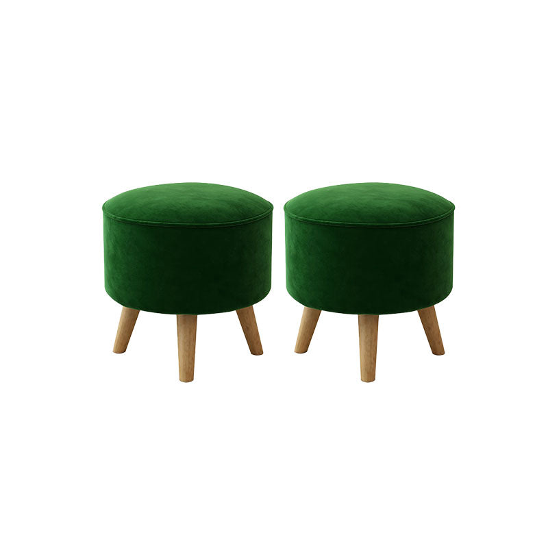 Solid Color Flannel Standard Stool Modern Style Simple Household Round Stool Green 2 Piece Set Clearhalo 'furn' 'furn_ottomans_poufs' 'Furniture' 'Living Room Furniture' 'Ottomans & Poufs' 'ottomans_poufs' 7034637