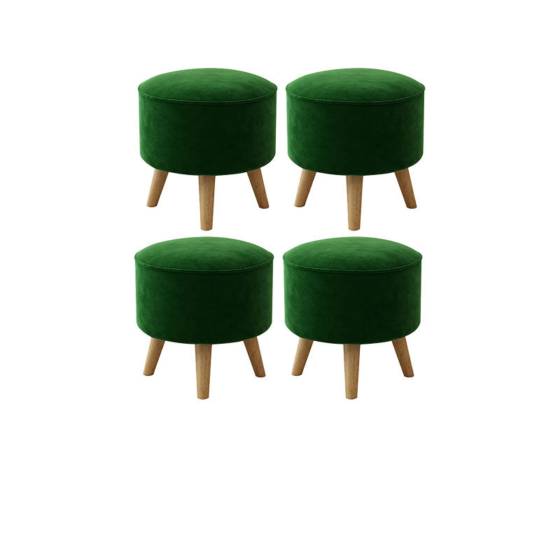 Solid Color Flannel Standard Stool Modern Style Simple Household Round Stool Green 4 Piece Set Clearhalo 'furn' 'furn_ottomans_poufs' 'Furniture' 'Living Room Furniture' 'Ottomans & Poufs' 'ottomans_poufs' 7034638