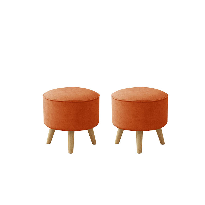 Solid Color Flannel Standard Stool Modern Style Simple Household Round Stool Orange 2 Piece Set Clearhalo 'furn' 'furn_ottomans_poufs' 'Furniture' 'Living Room Furniture' 'Ottomans & Poufs' 'ottomans_poufs' 7034640