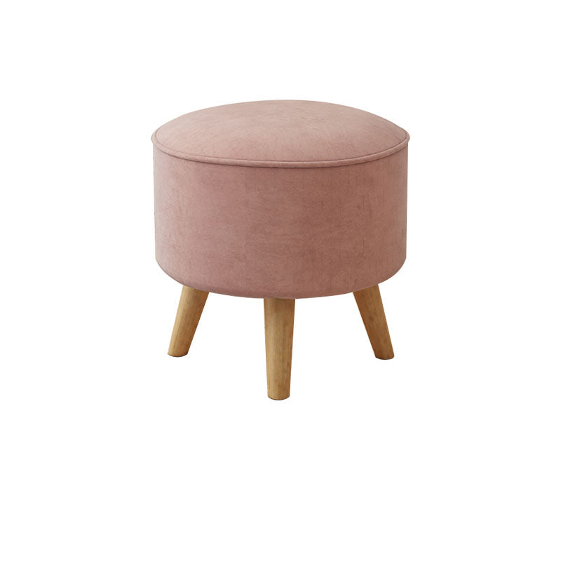 Solid Color Flannel Standard Stool Modern Style Simple Household Round Stool Pink 1 Piece Clearhalo 'furn' 'furn_ottomans_poufs' 'Furniture' 'Living Room Furniture' 'Ottomans & Poufs' 'ottomans_poufs' 7034642