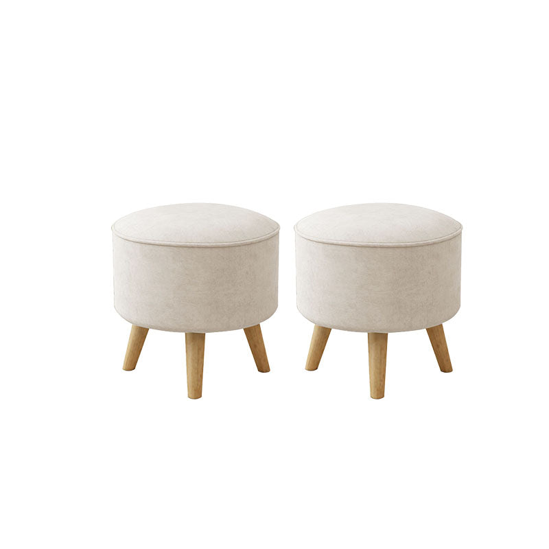 Solid Color Flannel Standard Stool Modern Style Simple Household Round Stool Beige 2 Piece Set Clearhalo 'furn' 'furn_ottomans_poufs' 'Furniture' 'Living Room Furniture' 'Ottomans & Poufs' 'ottomans_poufs' 7034646