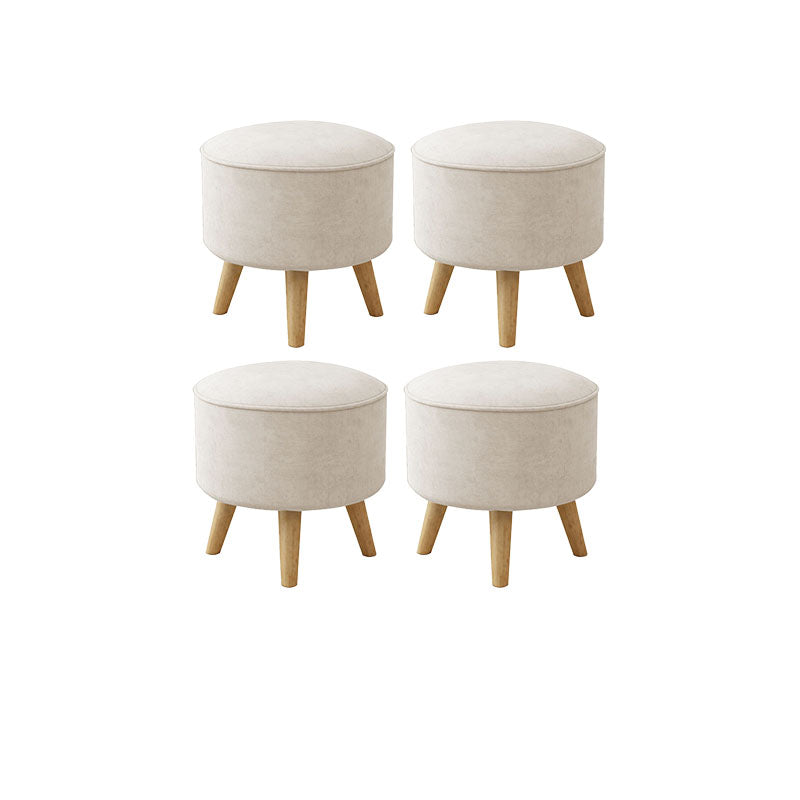 Solid Color Flannel Standard Stool Modern Style Simple Household Round Stool Beige 4 Piece Set Clearhalo 'furn' 'furn_ottomans_poufs' 'Furniture' 'Living Room Furniture' 'Ottomans & Poufs' 'ottomans_poufs' 7034647