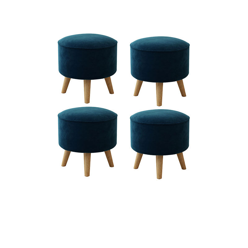 Solid Color Flannel Standard Stool Modern Style Simple Household Round Stool Dark Blue 4 Piece Set Clearhalo 'furn' 'furn_ottomans_poufs' 'Furniture' 'Living Room Furniture' 'Ottomans & Poufs' 'ottomans_poufs' 7034650
