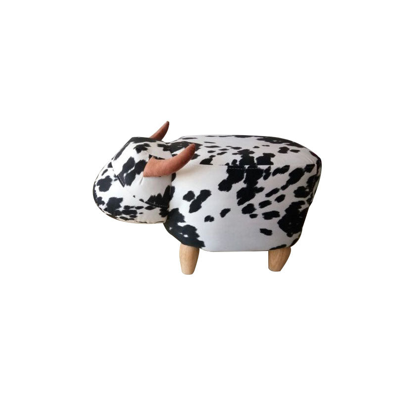 Leather Standard Stool Modern Style Simple Household Cow Stool Black-White 1 Piece Clearhalo 'furn' 'furn_ottomans_poufs' 'Furniture' 'Living Room Furniture' 'Ottomans & Poufs' 'ottomans_poufs' 7034657