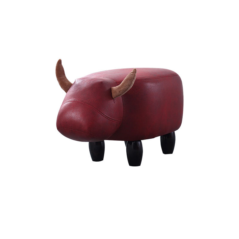 Leather Standard Stool Modern Style Simple Household Cow Stool Red 1 Piece Clearhalo 'furn' 'furn_ottomans_poufs' 'Furniture' 'Living Room Furniture' 'Ottomans & Poufs' 'ottomans_poufs' 7034668