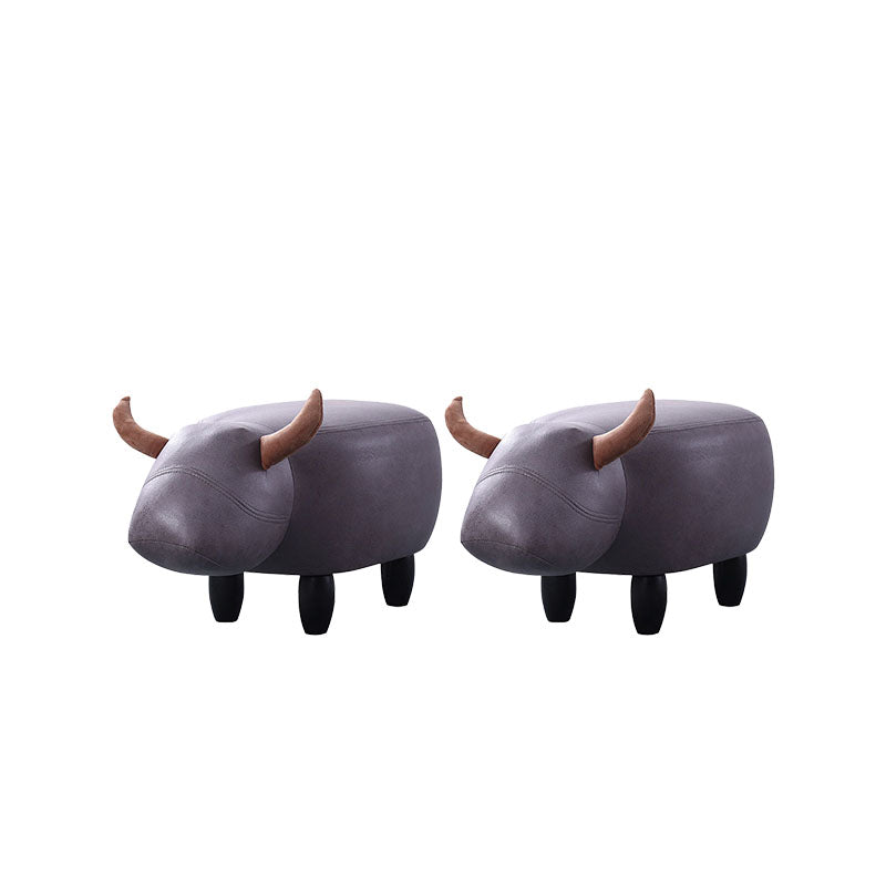Leather Standard Stool Modern Style Simple Household Cow Stool Grey 2 Piece Set Clearhalo 'furn' 'furn_ottomans_poufs' 'Furniture' 'Living Room Furniture' 'Ottomans & Poufs' 'ottomans_poufs' 7034675