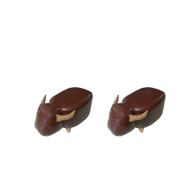 Leather Standard Stool Modern Style Simple Household Cow Stool Coffee 2 Piece Set Clearhalo 'furn' 'furn_ottomans_poufs' 'Furniture' 'Living Room Furniture' 'Ottomans & Poufs' 'ottomans_poufs' 7034678