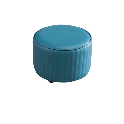 Leather Standard Stool Modern Style Simple Household Round Footstool Blue 1 Piece Clearhalo 'furn' 'furn_ottomans_poufs' 'Furniture' 'Living Room Furniture' 'Ottomans & Poufs' 'ottomans_poufs' 7034691