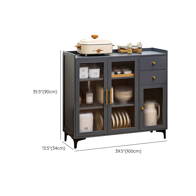 Modern Style Dining Server Acrylic Doors Dining Server in Gray Clearhalo 'buffet_sideboard' 'Buffets & Sideboards' 'furn' 'furn_buffet_sideboard' 'Furniture' 'Kitchen & Dining Furniture' 7034879