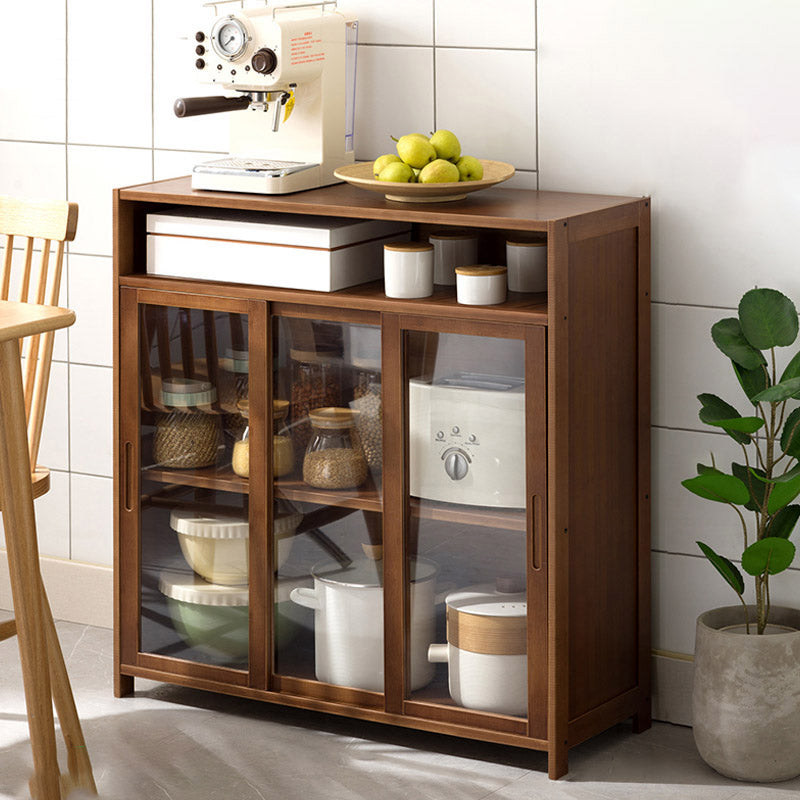 Sideboard in legno del server da pranzo a porte scorrevoli moderne con archiviazione aperta