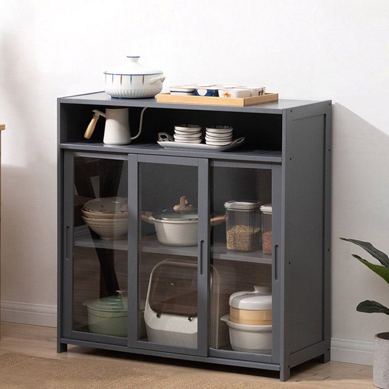 Sideboard in legno del server da pranzo a porte scorrevoli moderne con archiviazione aperta