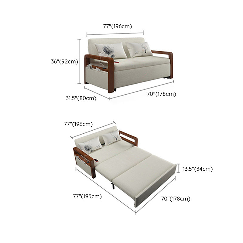 White Futon Sleeper Sofa Bed Contemporary Style with Arms Convertible Sofas Clearhalo 'furn' 'furn_futons' 'Furniture' 'Futons & Daybeds' 'Futons' 'Living Room Furniture' 7035470