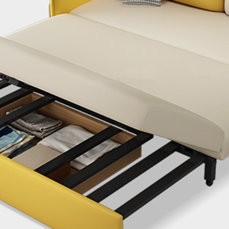 Pillow Back Futon Sleeper Sofa Faux Leather Sleeper Sofa with Storage Clearhalo 'furn' 'furn_futons' 'Furniture' 'Futons & Daybeds' 'Futons' 'Living Room Furniture' 7035476