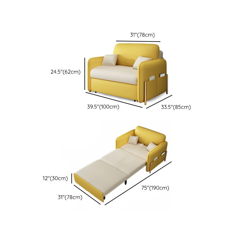 Pillow Back Futon Sleeper Sofa Faux Leather Sleeper Sofa with Storage Clearhalo 'furn' 'furn_futons' 'Furniture' 'Futons & Daybeds' 'Futons' 'Living Room Furniture' 7035481